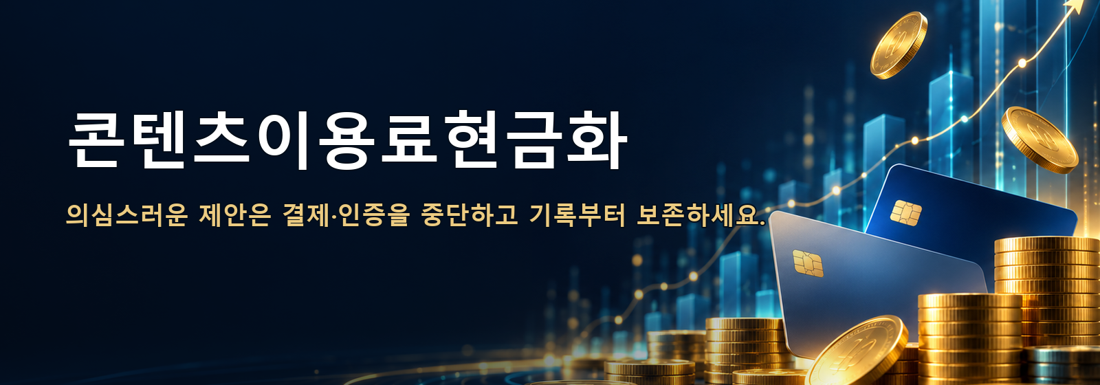 콘텐츠이용료현금화 · 의심스러운 제안은 결제·인증을 중단하고 기록부터 보존하세요.